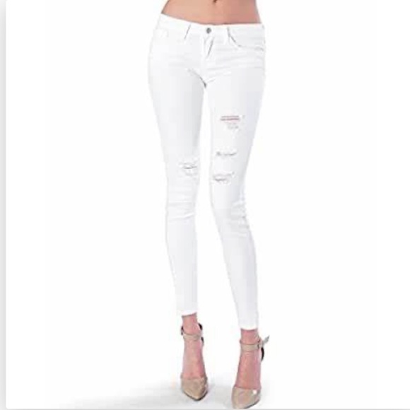 Flying Monkey Pants - Flying Monkey distressed white skinny jeans size 27